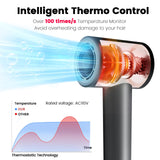 Hair Dryer, 110,000 RPM High-Speed Ionic Blow Dryer for Fast Drying, Professional Lightweight Hairdryer with Diffuser, Magnetic Nozzle, 4 Temps & 2 Speeds, Low Noise for Travel - Black