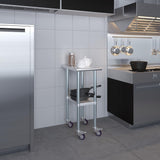 AmGood 24 in. x 15 in. Stainless Steel Work Table with Wheels | Metal Kitchen Food Prep Table | NSF