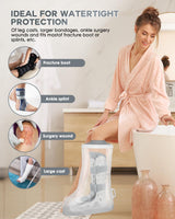 Waterproof Extra Wide Cast Covers for Shower Leg with Upgraded Non-Slip Bottom, Extra Large Cast Protector for Shower Leg Foot Ankle, Watertight Leg Cast Cover for Plus Size Adults Surgery Casts Boots
