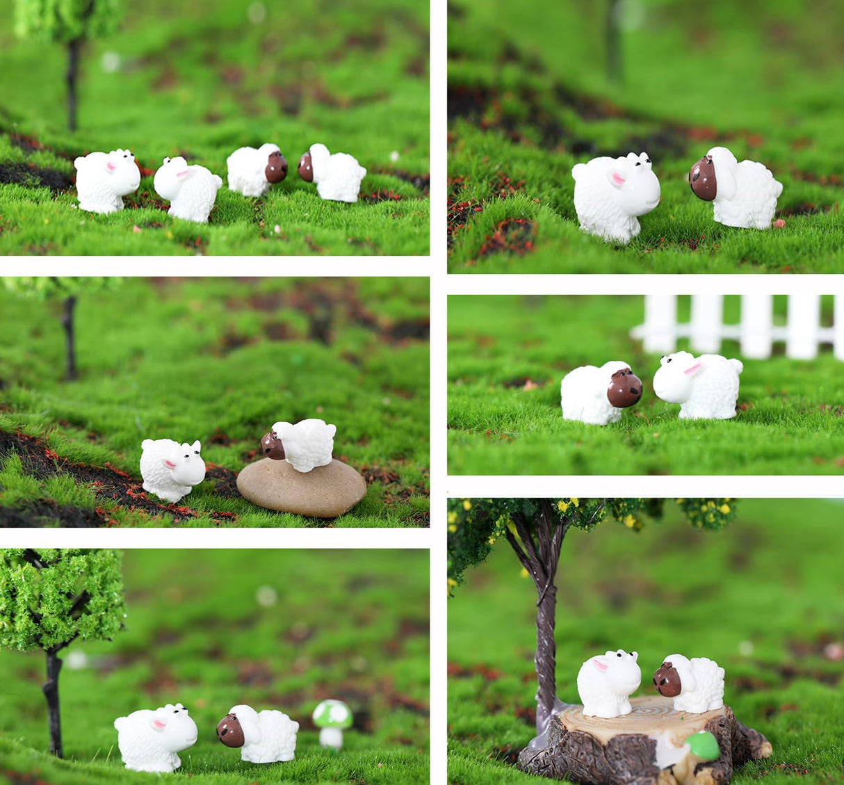 Jxpinet 150 Pcs Mini Sheep Figurines Mini Resin Sheeps for Bonsai Micro Landscape Home Garden Decor Craft