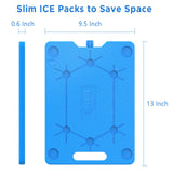 OUTXE Large Ice Packs for Coolers 3-Pack 9.5 * 13 Inch Slim Space Saving Reusable Long Lasting Cold Freezer Packs for Coolers Keep Food Fresh