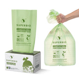 SUPERBIO 13 Gallon Compostable Kitchen Waste Bags, 50 Count, 1 Pack, Flat top Food Scrap bags, Certified by BPI and OK compost INDUSTRIAL, 49.2L, 0.87 Mil