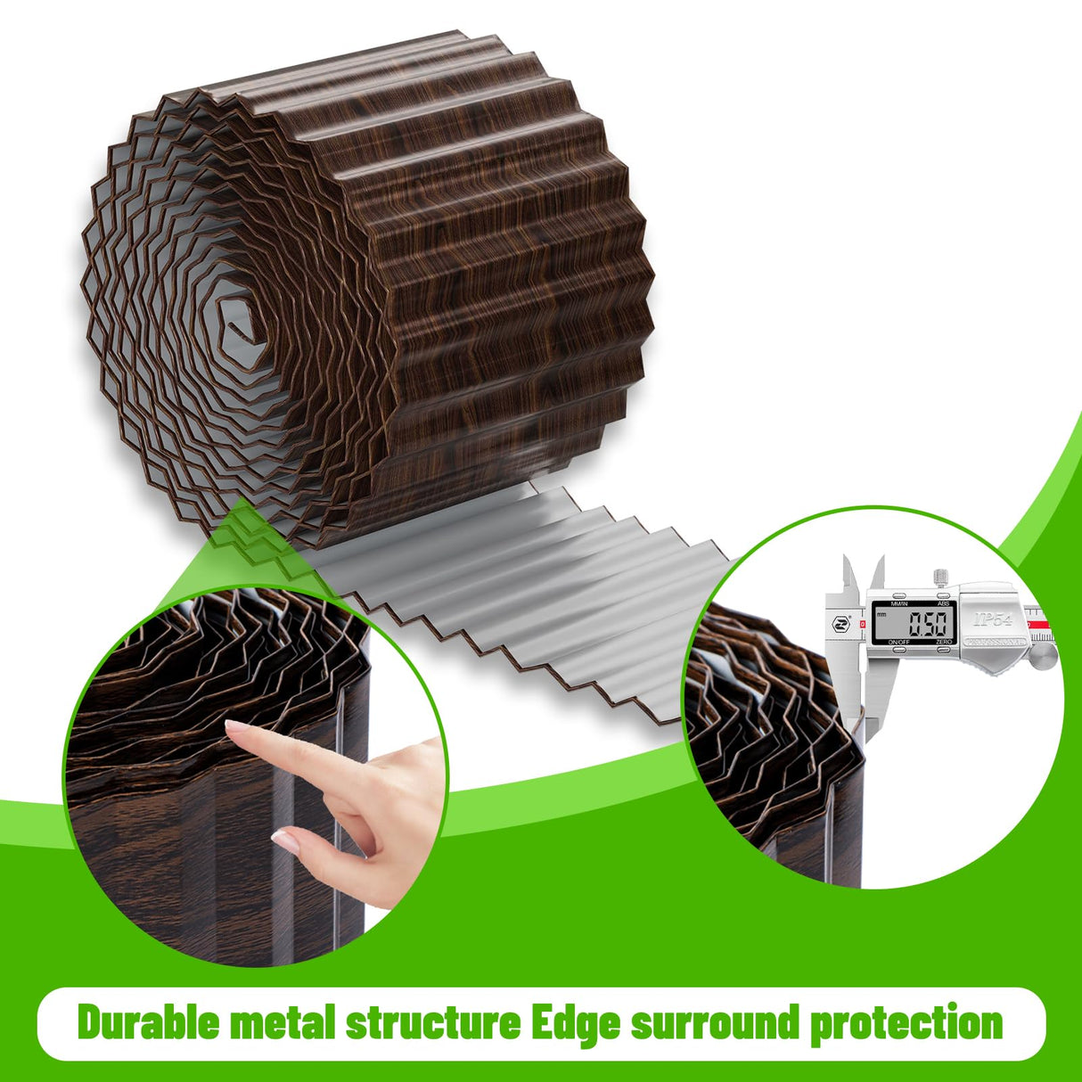 SnugNiture Corrugated Metal Garden Edging,8" x 20' Landscape Edging Border,Sturdy Metal Lawn Edging for Landscaping, Garden,Flower Bed and Yard