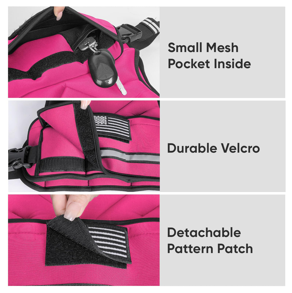 APEXUP Adjustable Weighted Vest, 4-10lb/12-18lb/20-32lb Vest with 6 Ironsand Weights and Large Pocket, Weight Vest for Men Women Strength Training, Running, Walking (12-18lb, Pink)