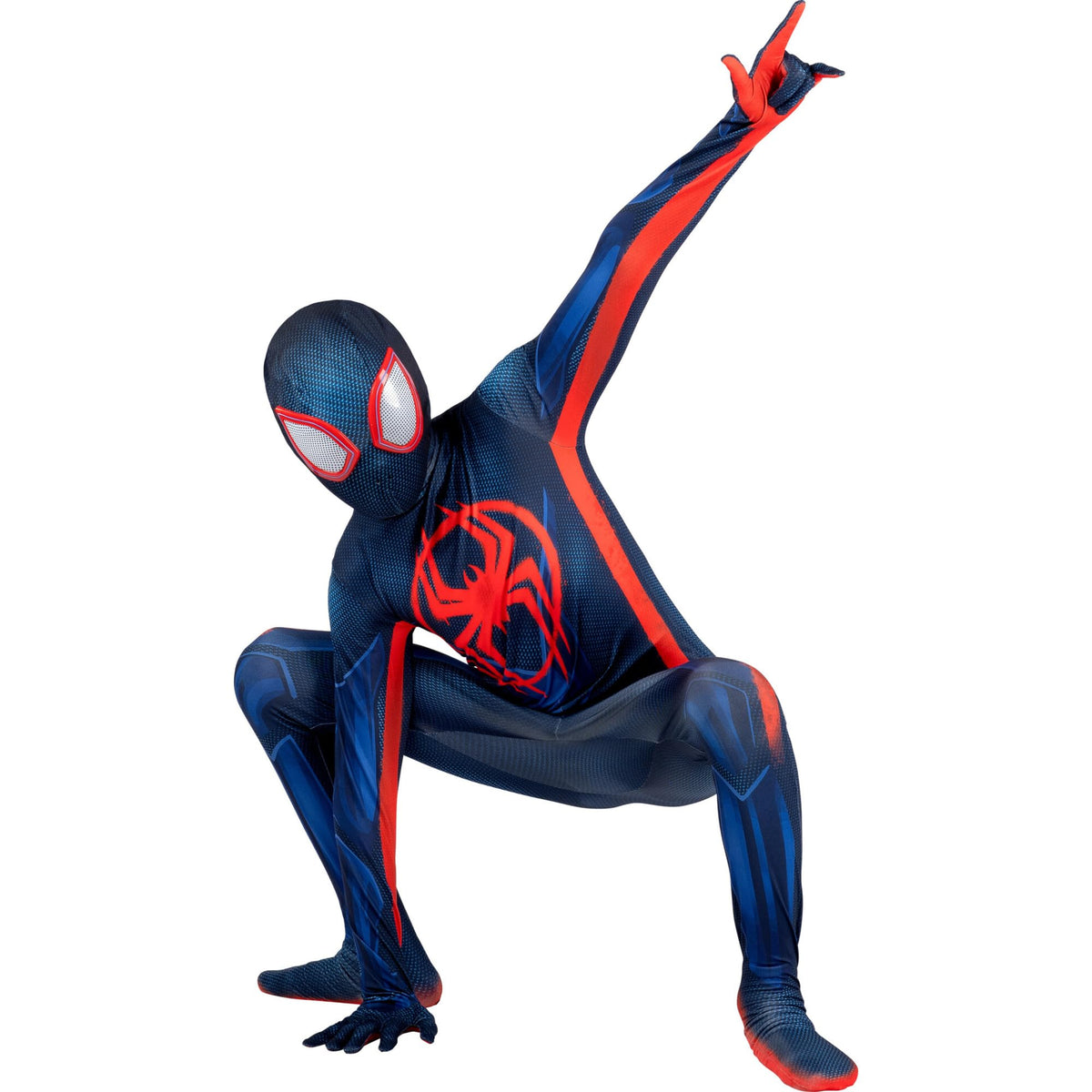 Marvel Miles Morales: Spider-Man Official Youth Deluxe Zentai Costume - Stretch Spandex with Hidden Zippers, Wrist Slits (S) Multi