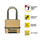 Master Lock Combination Lock, Heavy Duty Weatherproof Padlock, Resettable for Outdoor Use, Brass Finish, M175XDLF