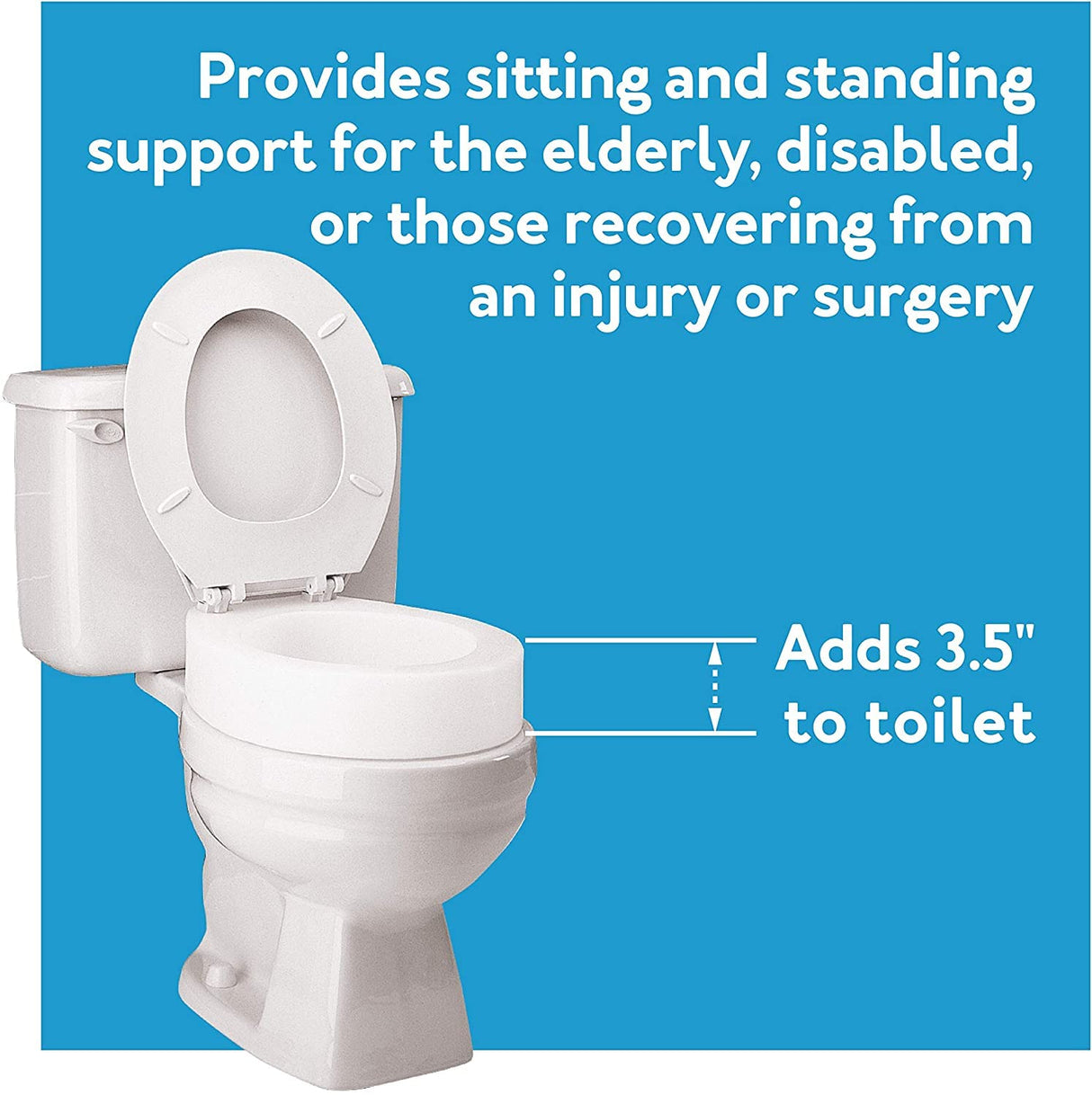 Carex Toilet Seat Riser, Round Raised Toilet Seat Adds 3.5 inches to Toilet Height, for Assistance Bending or Sitting, 300 Pound Weight Capacity Toilet Riser