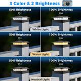 Peasur 4x4 Solar Post Cap Lights Outdoor with 3 Modes, 4 Packs LED Post Light Solar Powered Waterproof, 4x4/3.5×3.5 Wood/Vinyl Fence Posts Lights for Deck Railing Porch Mailbox Outside