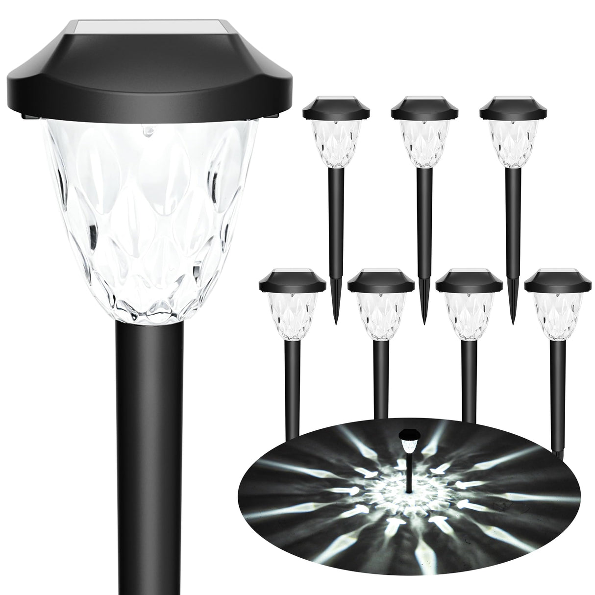 GIGALUMI Solar Pathway Lights, 8 Pack Outdoor Waterproof