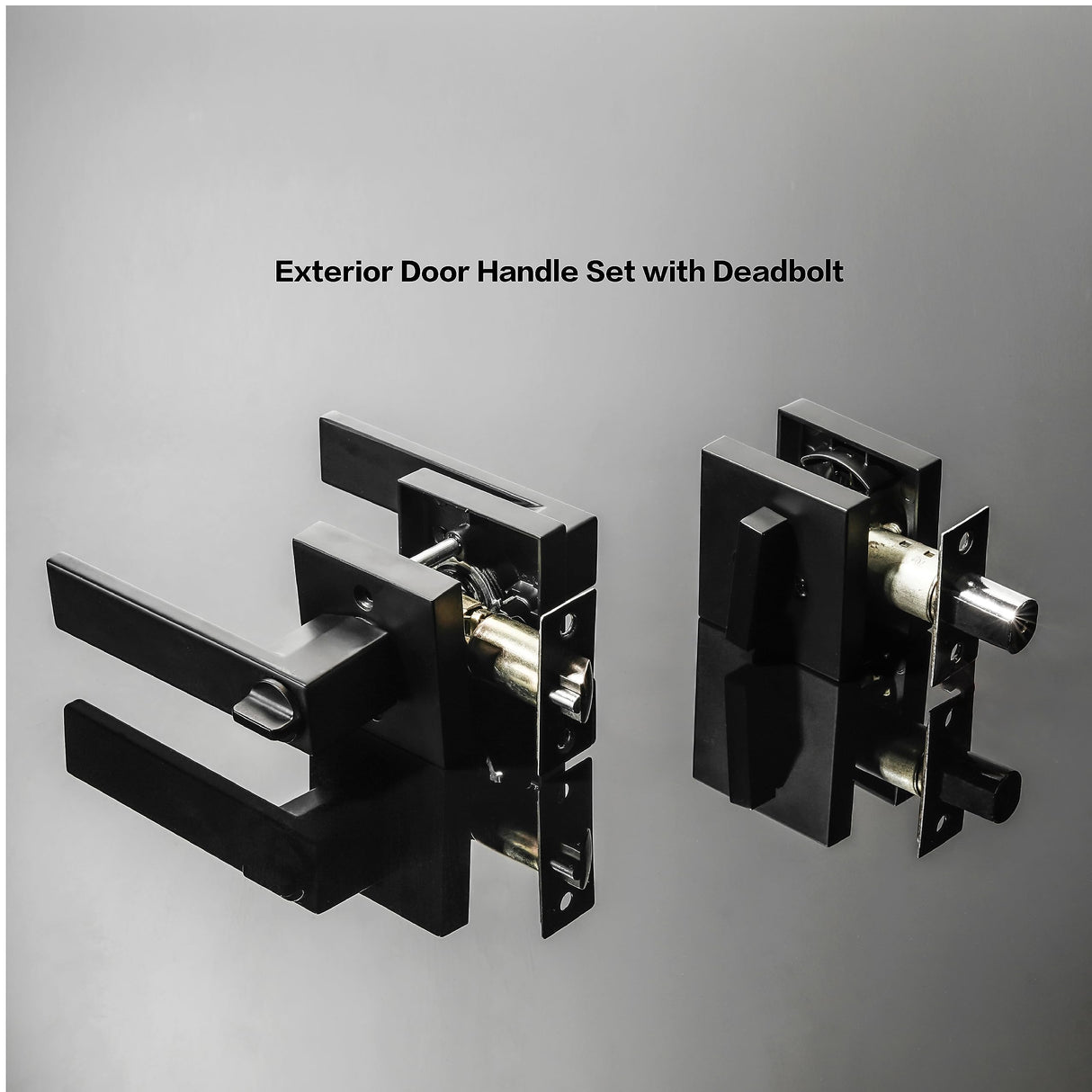 Exterior Door Lock Set,Combo Lock-Heavy Duty Black Door Handle and Single Cylinder Deadbolt Lock,Keyed Alike Door Locks for Front Door(Matte Black,2Pack Set)