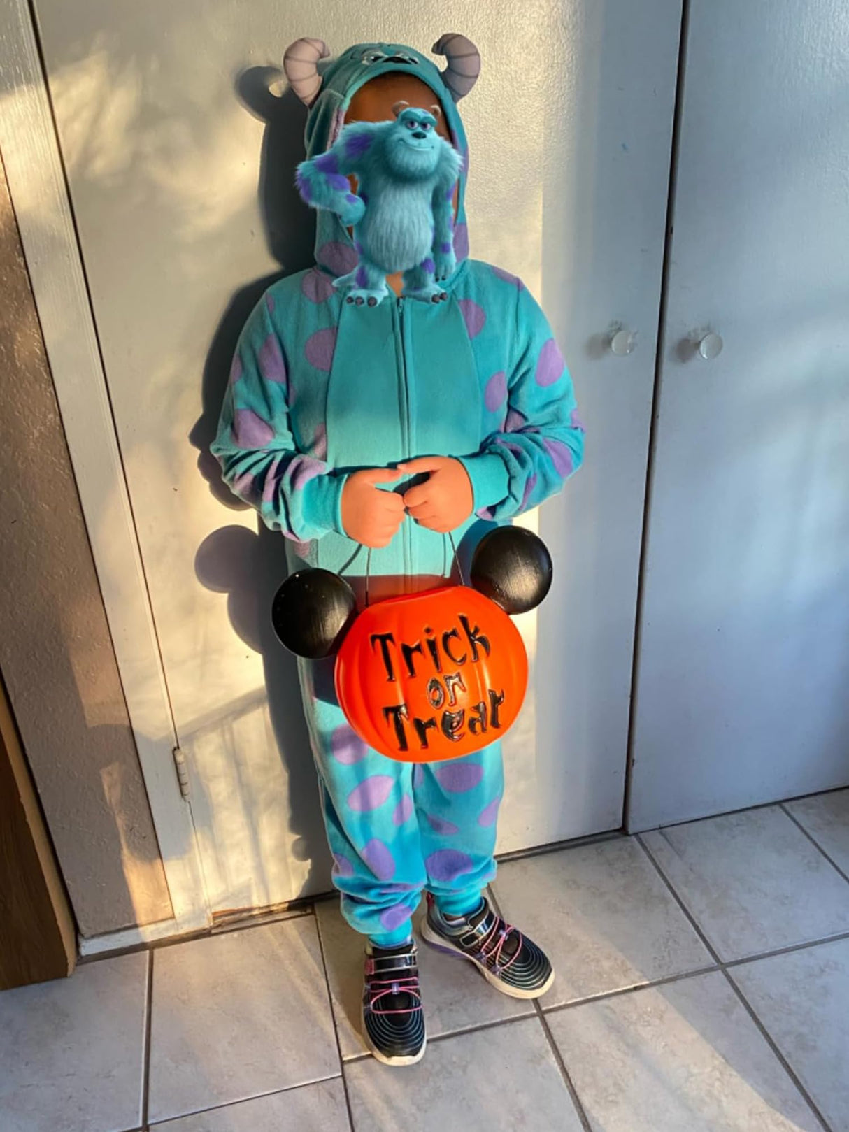 Rabtero Blue Monster Costume Kids, Blue Monster Onesie Girls Boys, Halloween Christmas Parties Cartoon Costume for Kids 10-12 (100% Polar Fleece)