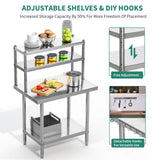 YITAHOME NSF Stainless Steel Table with Overshelf, 36" X 24" Work Table and 36" X 12" Shelf, Metal Prep Table for Home, Kitchen, Restaurant, Garage, Warehouse
