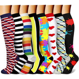 CHARMKING Compression Socks for Women & Men (8 Pairs) 15-20 mmHg Graduated Copper Support Socks are Best for Pregnant, Nurses - Boost Performance, Circulation, Knee High & Wide Calf (S/M, Multi 10)