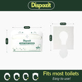 1250 Pcs Disposable Flushable Toilet Seat Covers (5 Packs of 250 Pcs) | 100% Biodegradable Commercial Toilet Seat Covers | Half-Fold Wall Dispenser Compatible | DISPOZIT Safe Liners