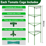 ZeeDix 65 Inch 4 Pack Heavy Duty Tall Tomato Cages for Garden