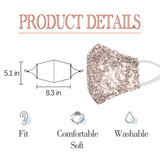 MLGDA Sparkly Sequin Face Cover Glitter Cotton Sequins Masc Masquerade Face Covering (Khaki)