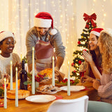 Rossesay 24 Pcs Flameless LED Taper Candles Battery Operated Candles 8.58'', 9.69'', 10.98'', 12.91'', 12.8'' Flameless Candlesticks Flickering for Halloween Christmas Church Wedding(Ivory)