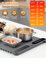 Potahouse Food Warming Mat, 5s Fast Heating,Electric Warming Tray with 7 Temp 8 Timer Settings,Rollable & Portable Food Warmer for Parties,Buffet,Home and Travel Use