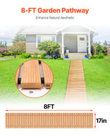 VEVOR Wooden Garden Pathway, 8 ft L x 17 in W, Non-Slip Straight Garden Walkway, Roll Out Cedar Outdoor Walkway Path with Wire Rope Connection, Decorative Garden Paver for Backyard Wedding Party