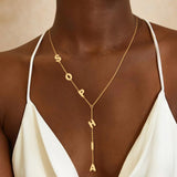 ARVAE Personalized Lariat Name Necklace for Women,Custom Y-Shaped Name Necklace,18k Gold Plated Letter Initials Long Necklace Mother's Day Customized Jewelry Gifts for Mom (Lariat Initial Necklace)
