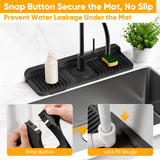 14.6 inch Faucet Mat for Kitchen Sink Splash Guard[7° Slope Fast Self-draining][Snap Lock Fit]Kitchen Sink Faucet Mat Splash Guard Kitchen Sink Area Water Splash Guard Behind Faucet Draining Mat