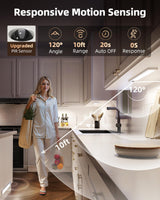 EZVALO 12-inch Under Cabinet Lighting, 3200mAh Rechargeable Motion Sensor Light Indoor, with Dimmable & 3 Color Temps, Magnetic Closet Lights, Wireless Under Counter Lights for Kitchen, Stairs(4-Pack)