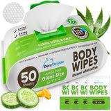 Body Wipes for Women, Extra Moist No Rinse Bathing Wipes - 50 XL Shower Cloths + 4 Travel Size Bath Sheets - 9"x12" After Gym & Post Workout Deodorant, Disposable Washcloths, Womens Hygiene Essentials