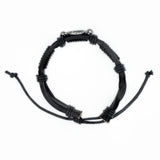 Adjustable Black Leather AA Bracelet with Alcoholics Anonymous Charm