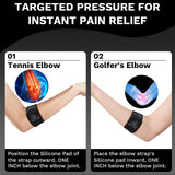 Tennis Elbow Brace for Men & Women, Elbow Brace for Tendonitis and Tennis Elbow and Golfer's Elbow, Adjustable Elbow Strap (Black, One Size Regular)