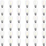 Meconard 36 Pack S14 LED Bulbs for Outdoor String Lights, Shatterproof Replacement Edison Bulbs for Patio String Lights Outdoor Waterproof, Warm White 2200K, Non-Dimmable, E26 Standard Base