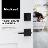 Kwikset Casey Interior Privacy Door Handle with Lock, Door Lever For Bathroom and Bedroom, Matte Black Reversible Keyless Turn Lock, with Microban Protection