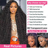 GYAJEP 32 inch Deep Wave Lace Front Wigs Human Hair 13x6 HD Lace Front Wigs Human Hair Pre Plucked 200% Density Deep Wave Wig Human Hair with Baby Hair Natural Color