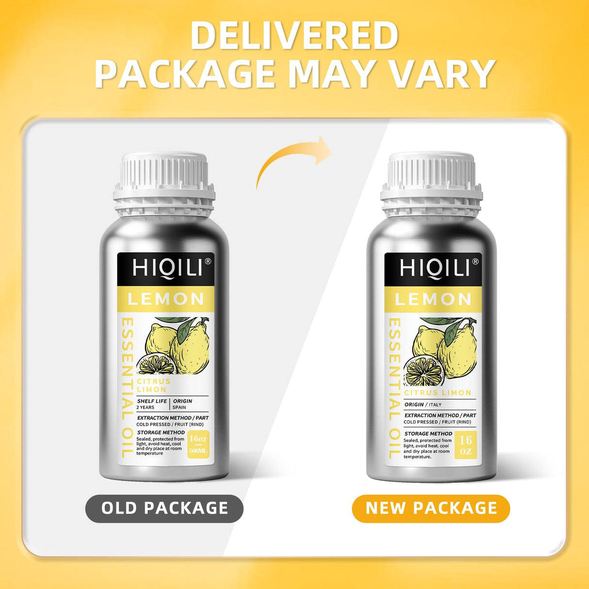 HIQILI Lemon Essential Oil for Cleaning, Degreasing & Household Use, Skin Care, Aromatherapy, Diffuser - 16 Fl Oz