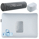 USlixury Piercing Pillow with Foam Plug - Piercing Pillow with Off Center and 4.7"X3.2" Ear Hole, Soft CertiPUR-US Memory Foam, Firm Support for Side Sleepers, Cooling, Traveling, 16"X11"X4''