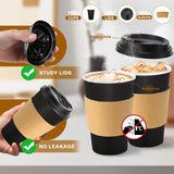Lamosi 20 Pack 16 oz Disposable Coffee Cups with Lids and Sleeves, White Leak-Proof To Go Coffee Cups with Lids, Hot/Cold Beverage Drinking Cup for Home, Office, Hotel, Parties, Travel