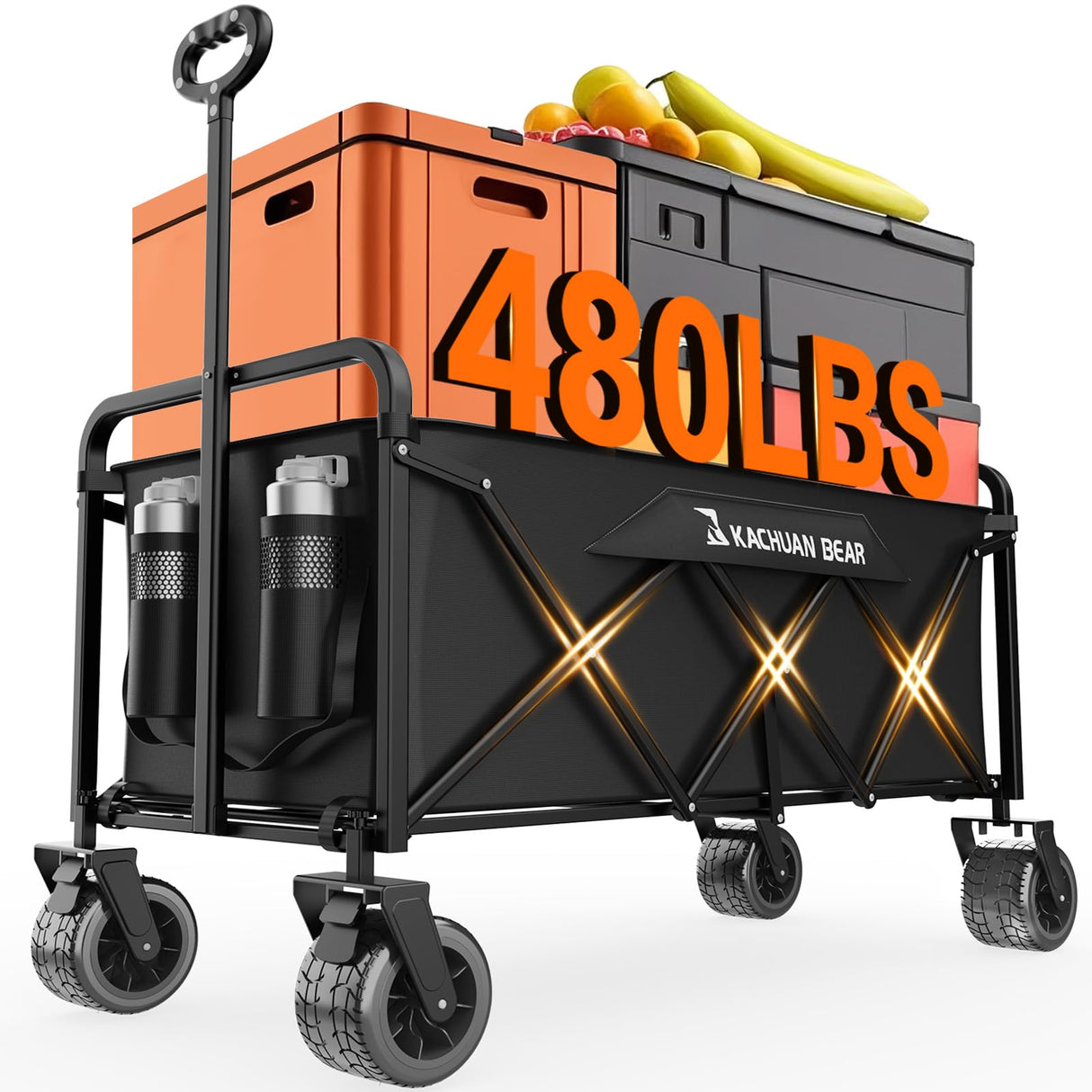 300L Wagons Carts Foldable Collapsible with Big All-Terrain Beach Wheels