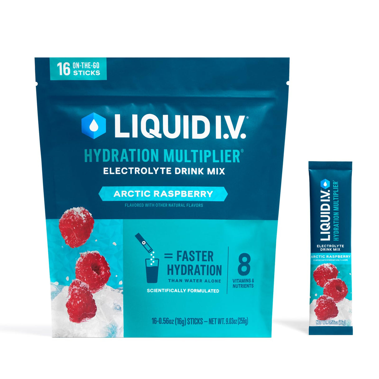 Liquid I.V.® Hydration Multiplier - Arctic Raspberry | Electrolyte Powder Drink Mix | 1 Pack (16 Servings)