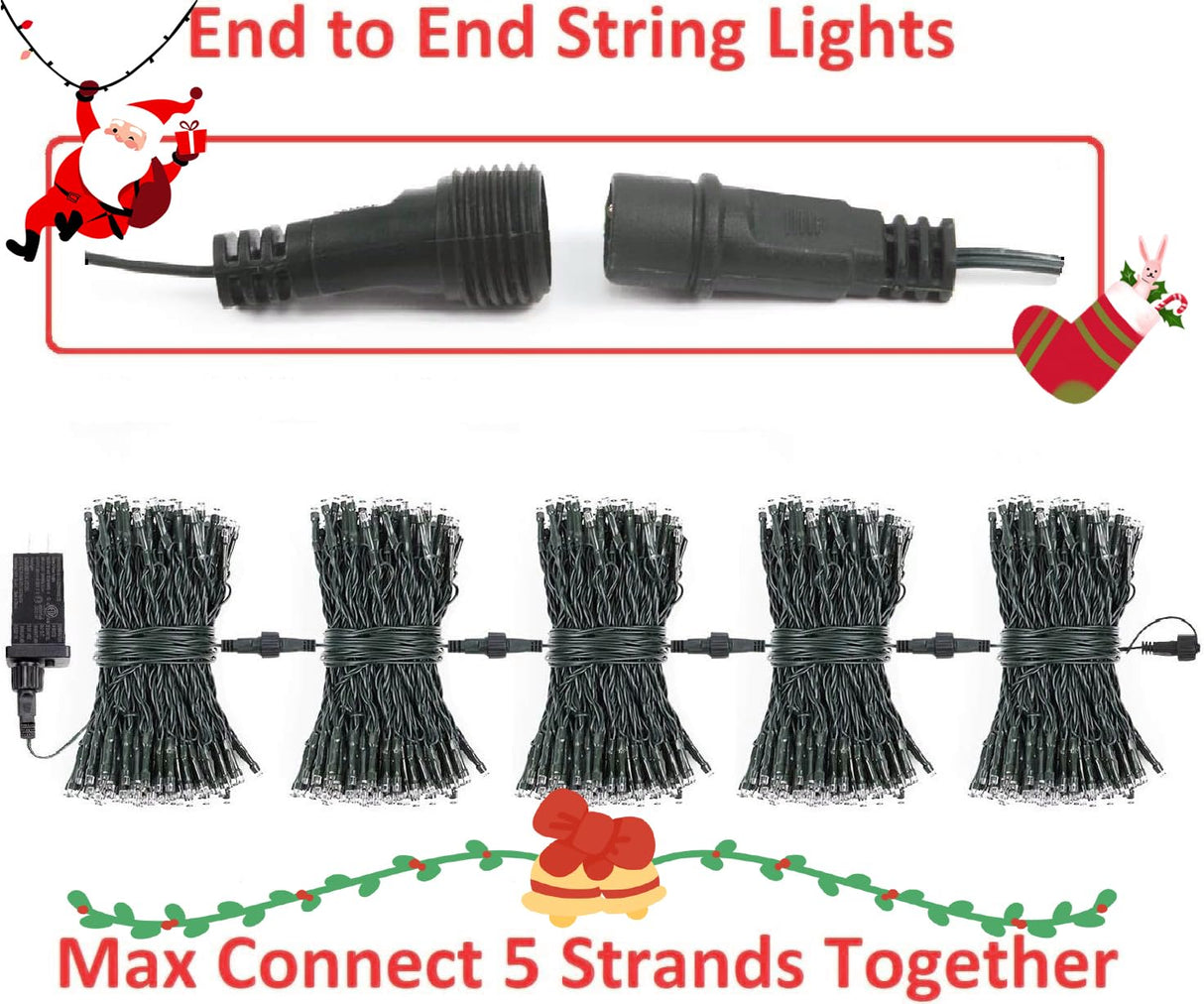2-Pack Connectable 164FT 400LED Christmas Lights Outdoor Waterproof, Christmas String Lights with 8 Modes, Twinkle Lights Green Wire for Holiday Party Christmas Decorations Outdoor Indoor, Warm White