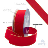 Royal Imports Wired Traditional Red Christmas Waterproof Ribbon, Floral & Craft Decor - 2.5" (#40) - 50 Yd (150') - Red w Red Edge