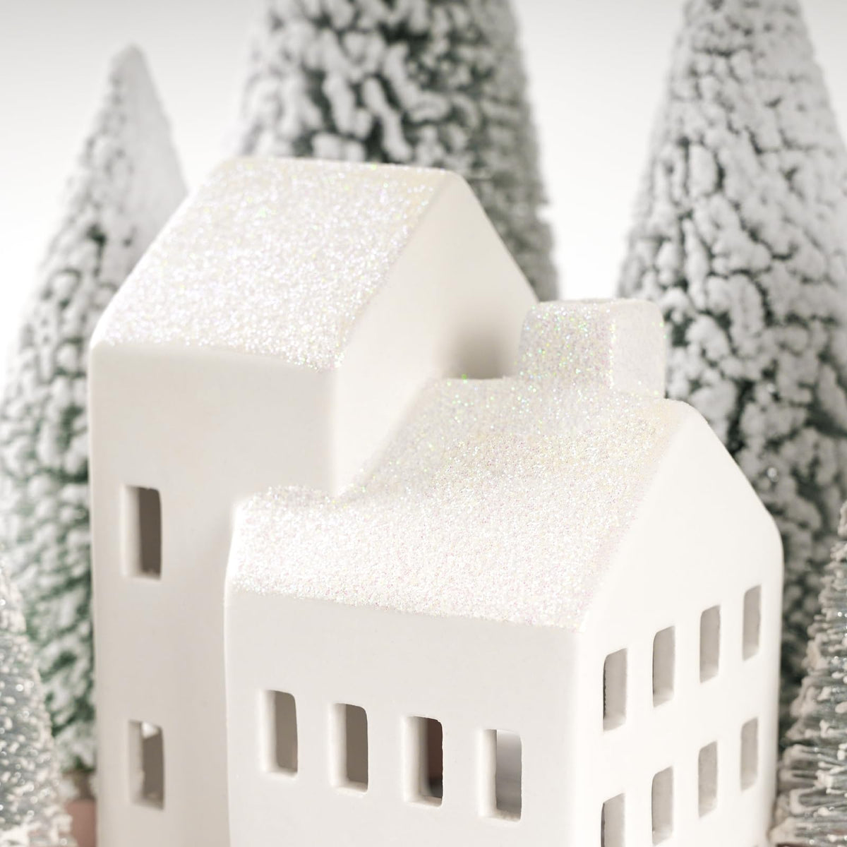 Christmas Decorations Indoor, 5 Lighted Ceramic Christmas Village Houses
