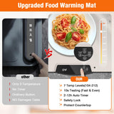 Food Warming Mat, Large Electric Warming Tray with 7 Temperature Settings 2-12H Timer and Child-Lock Fast Full Surface Heating Roll Up Food Warmers for Parties Buffet Gatherings Countertop
