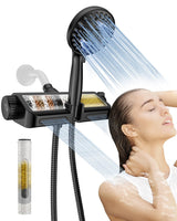 MakeFit Filtered Shower Head with Handheld Combo Matte Black - Dual 2-in-1 Spa System with Massage Shower and 10 Modes Hand Held Shower, High Pressure with Built in Power Wash Mode