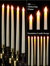 Funtery 48 Pcs Flameless LED Taper Candles 11 Inch Battery Operated Candles Bulk LED Candlesticks Fake Candle Flickering Flames for Christmas Church Wedding Party (Ivory, Classic)