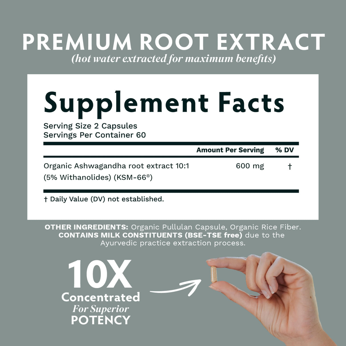 TRIBE ORGANICS Ashwagandha KSM 66 Pure Organic Root Powder Extract Ayurvedic Supplement - Focus Mood Support Increase Energy Strength 600mg of Natural KSM66 for Superior Absorption - 90 Capsules