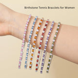 ETERMBOL Birthstone Tennis Bracelets for Women Alexandrite Bracelets for Women White Gold Bracelets June Birthstone 925 Sterling Silver Adjustable Chain 6-9 Inchs Jewelry Anniversary Birthday Gifts for Women Mom Wife Her