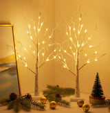 EAMBRITE Lighted Birch Tree Home Decor, Christmas Decorations Indoor 2Pack 24 LED Light Up Tabletop Mini Small Artificial White Trees Lamp with Lights Battery Operated/USB for Table Mantel (2FT)