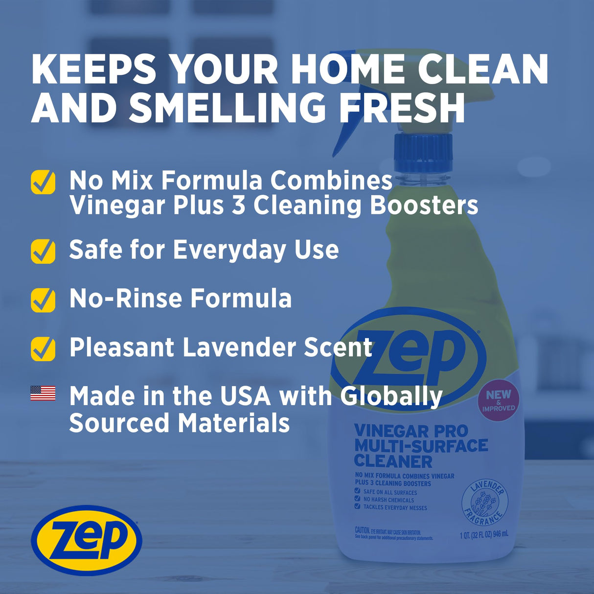 Zep All-Purpose Cleaner with Vinegar Added - 32 Ounces (Case of 4) R48432 - Industrial Grade Cleaner
