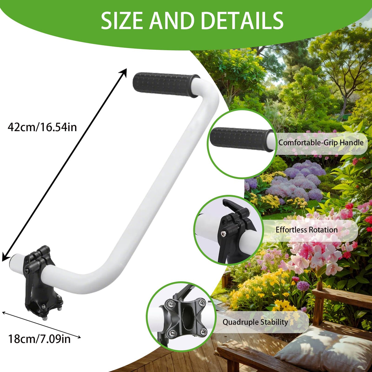 Yeoman Handle, Yeoman Weedeater Handle Extension with Bracket Clamp, Ergonomic Trimmer Grip for Lawn Care, Landscaping, Yard Trimming (Silver)