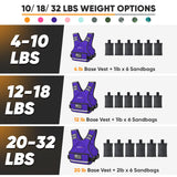 APEXUP Adjustable Weighted Vest, 4-10lb/12-18lb/20-32lb Vest with 6 Ironsand Weights and Large Pocket, Weight Vest for Men Women Strength Training, Running, Walking (12-18lb, Purple)