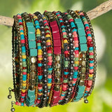 SPUNKYsoul Boho Cuff Bracelets, Women Adjustable Stackable Beaded Accessory